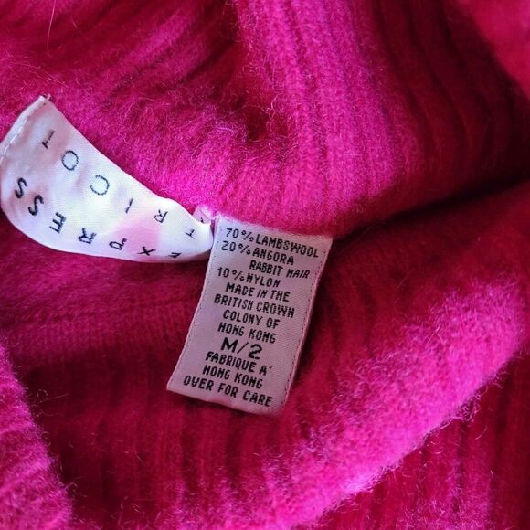 Vtg Express Tricot Womens Cowl Neck Sweater Size Medium Pink Angora Lambswool - Picture 3 of 7